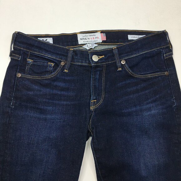 LUCKY BRAND Logo Hardware Charlie Skinny Ankle Dark Wash 5 Pocket Jeans - Picture 6 of 16